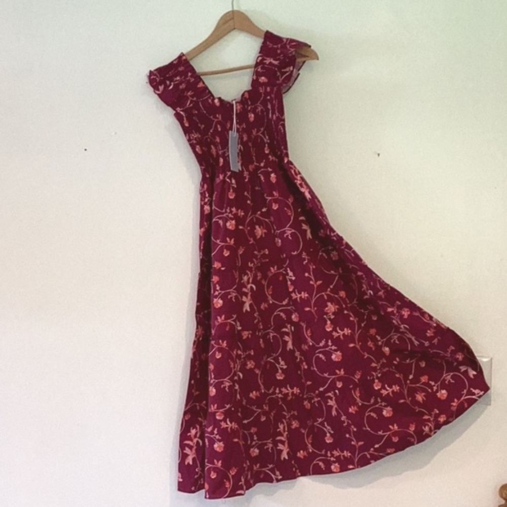 NEW Hill House The Ellie Nap Dress in Burgundy Botanical XS - Picture 14 of 16